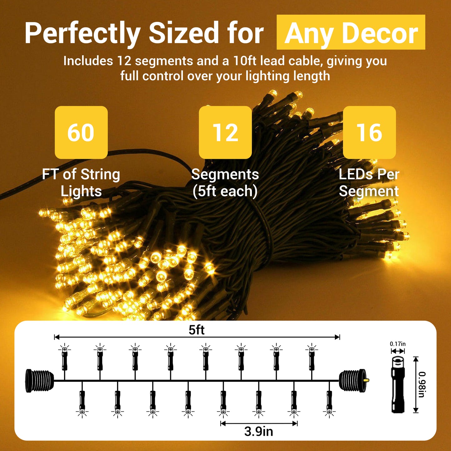 LED lights - 60ft - Magnetically connected